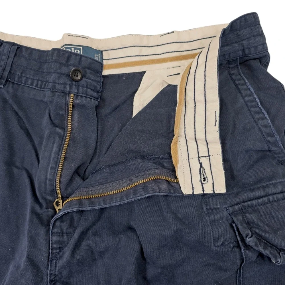 Polo Ralph Lauren‎ Classic Chino Cargo Shorts Mens Size 42 Navy Blue Cotton